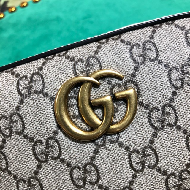 Gucci女包 448065 古馳Marmont迷你小號相機包 Gucci白pvc皮單肩斜挎包  gqy1828